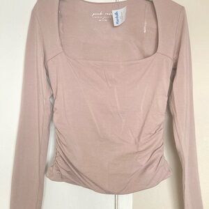 Marshalls Blush/Beige Long Sleeve Square Neck Top